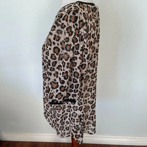 A New Day Womens Leopard Print Top Plus Size XXL Sheer Neutral Animal Print Boho - Picture 4 of 12